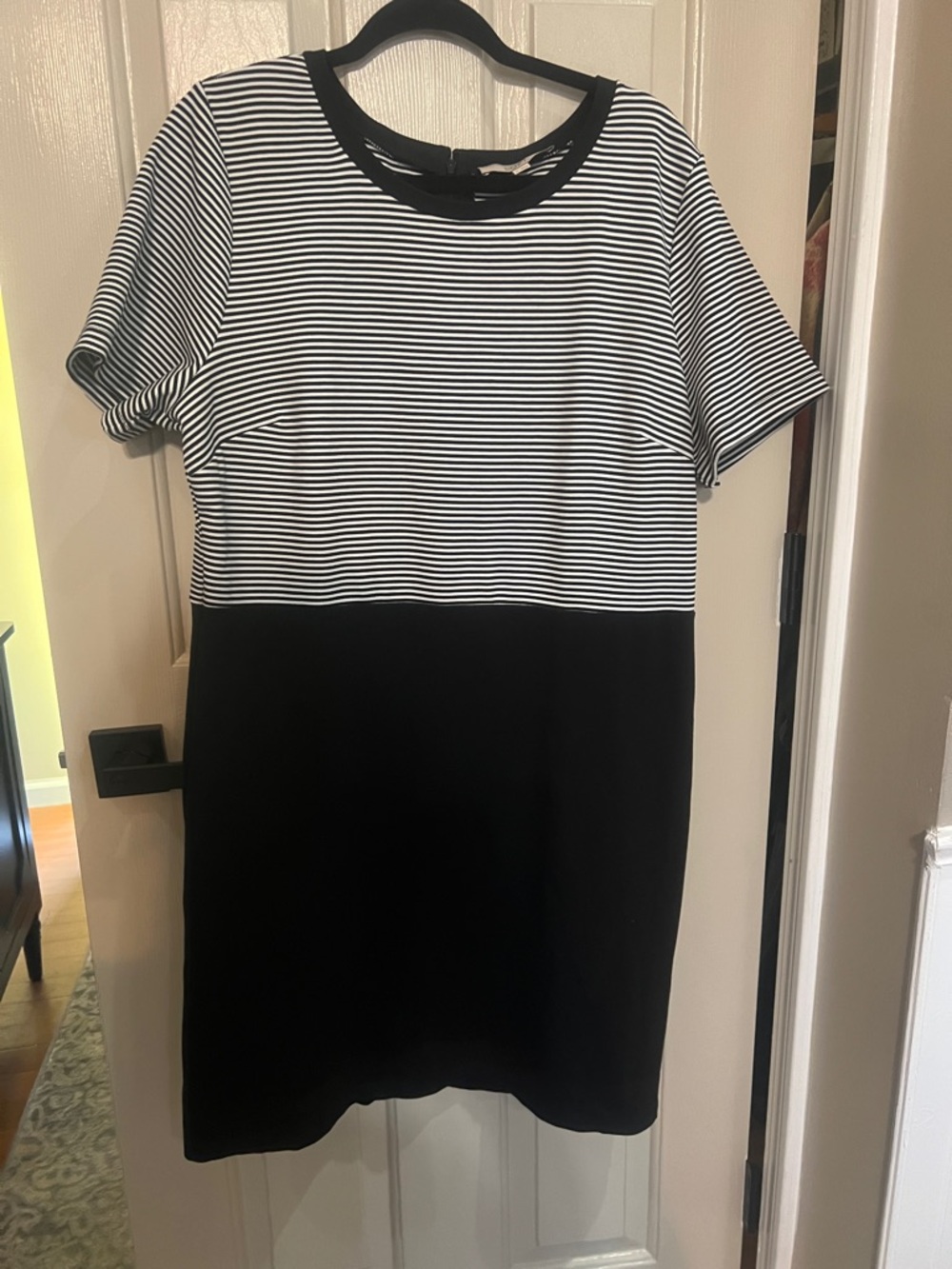LOFT Black and White Striped Block Shift Dress